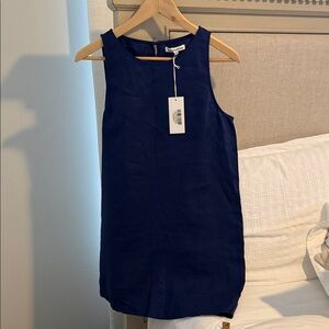 NWT Reformation Jessi Linen Navy Sleeveless Dress